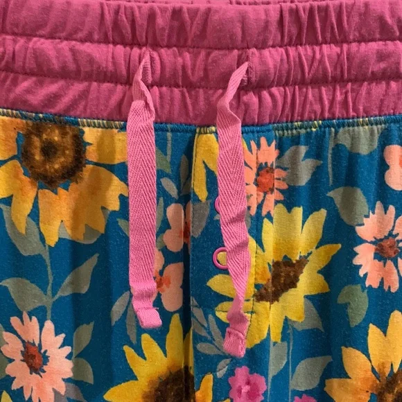 Little Sleepies Women’s Blue and Pink Sunflower Fields Bamboo Pajama Set Size XL - Picture 7 of 12